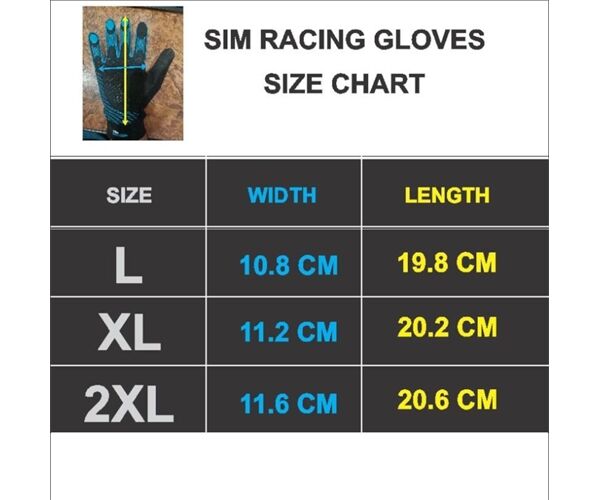Sim-Motion High Performance Simracing Handschuhe Größe XXL